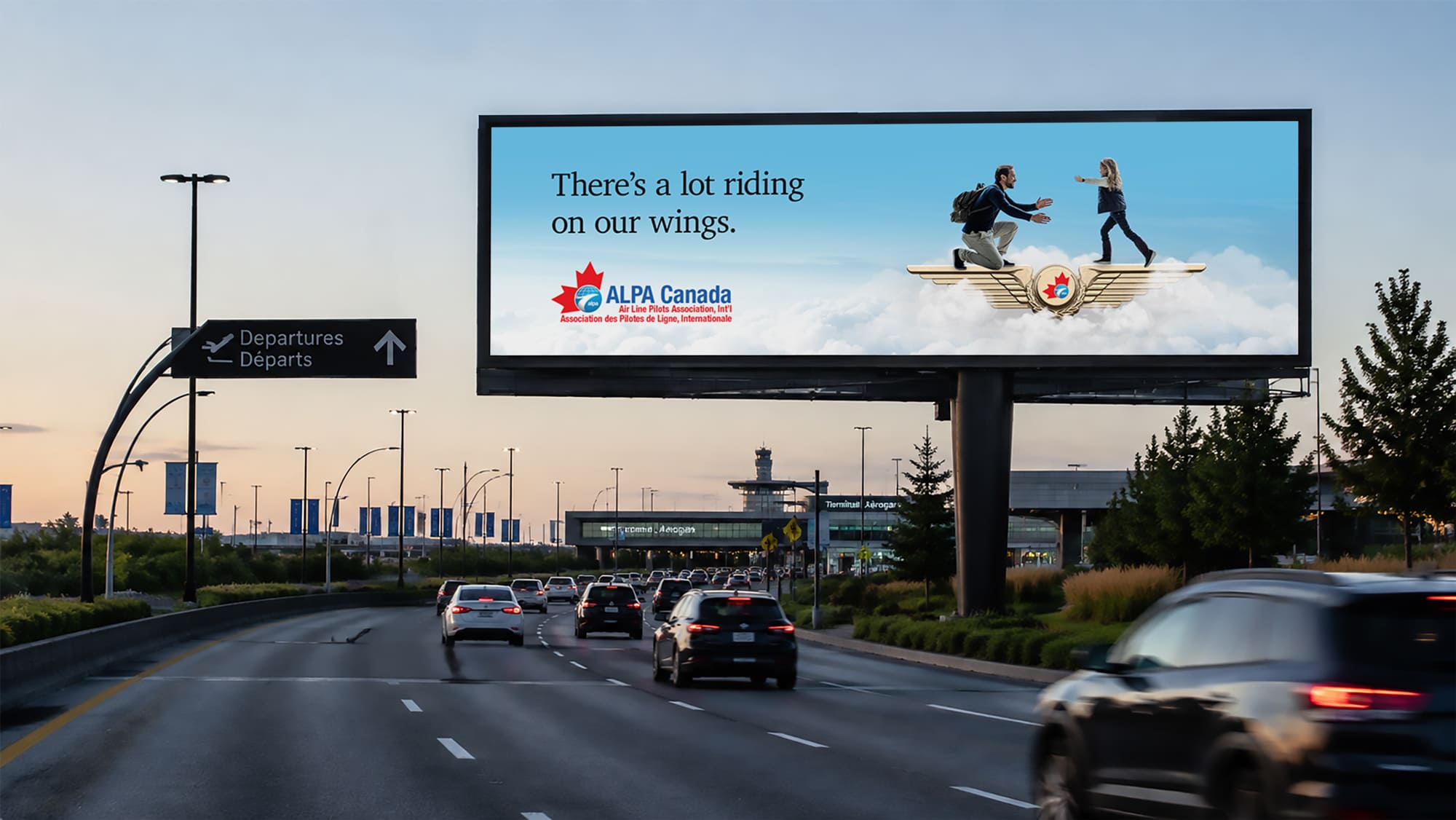 ALPA Canada digital display at the airport