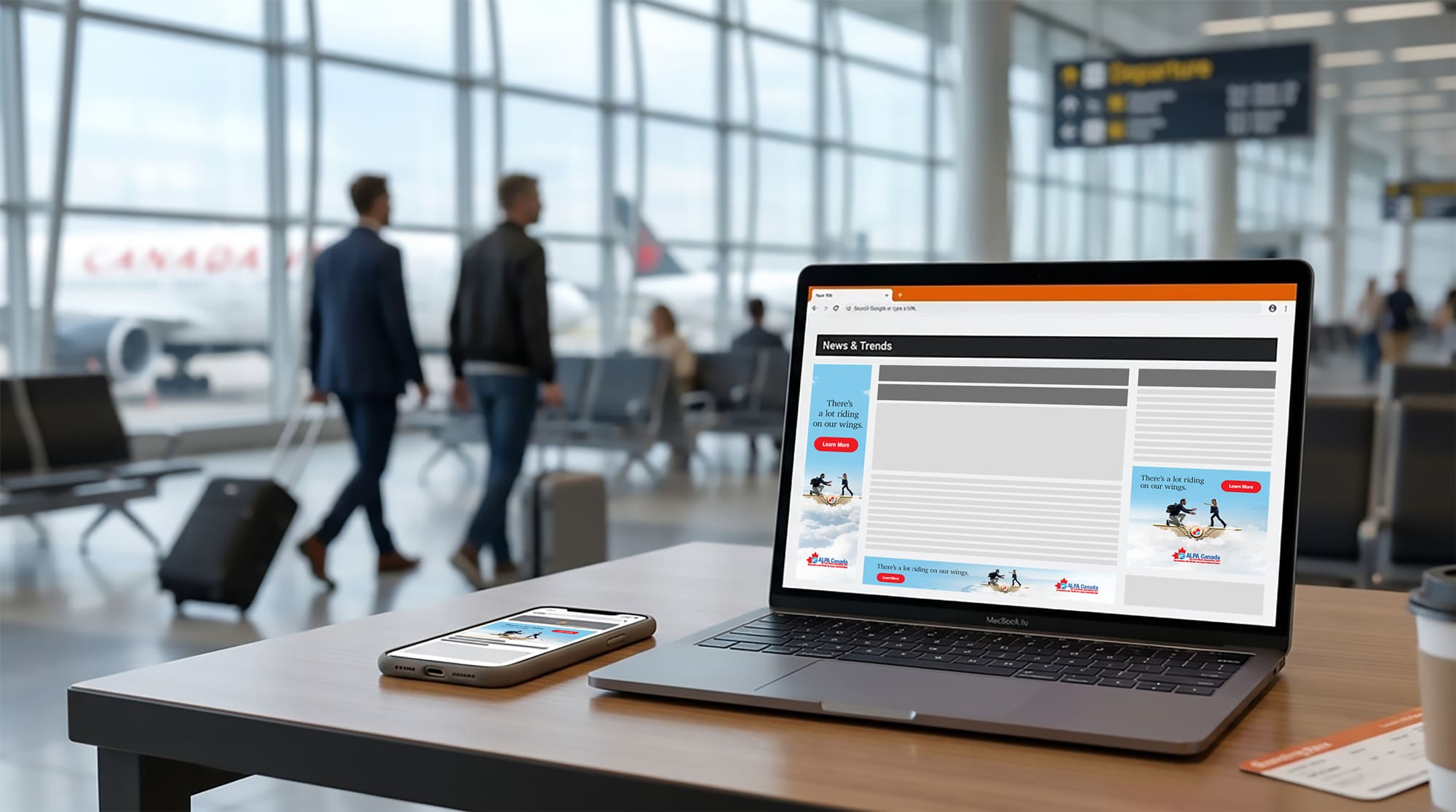 ALPA Canada campaign on laptop and phone