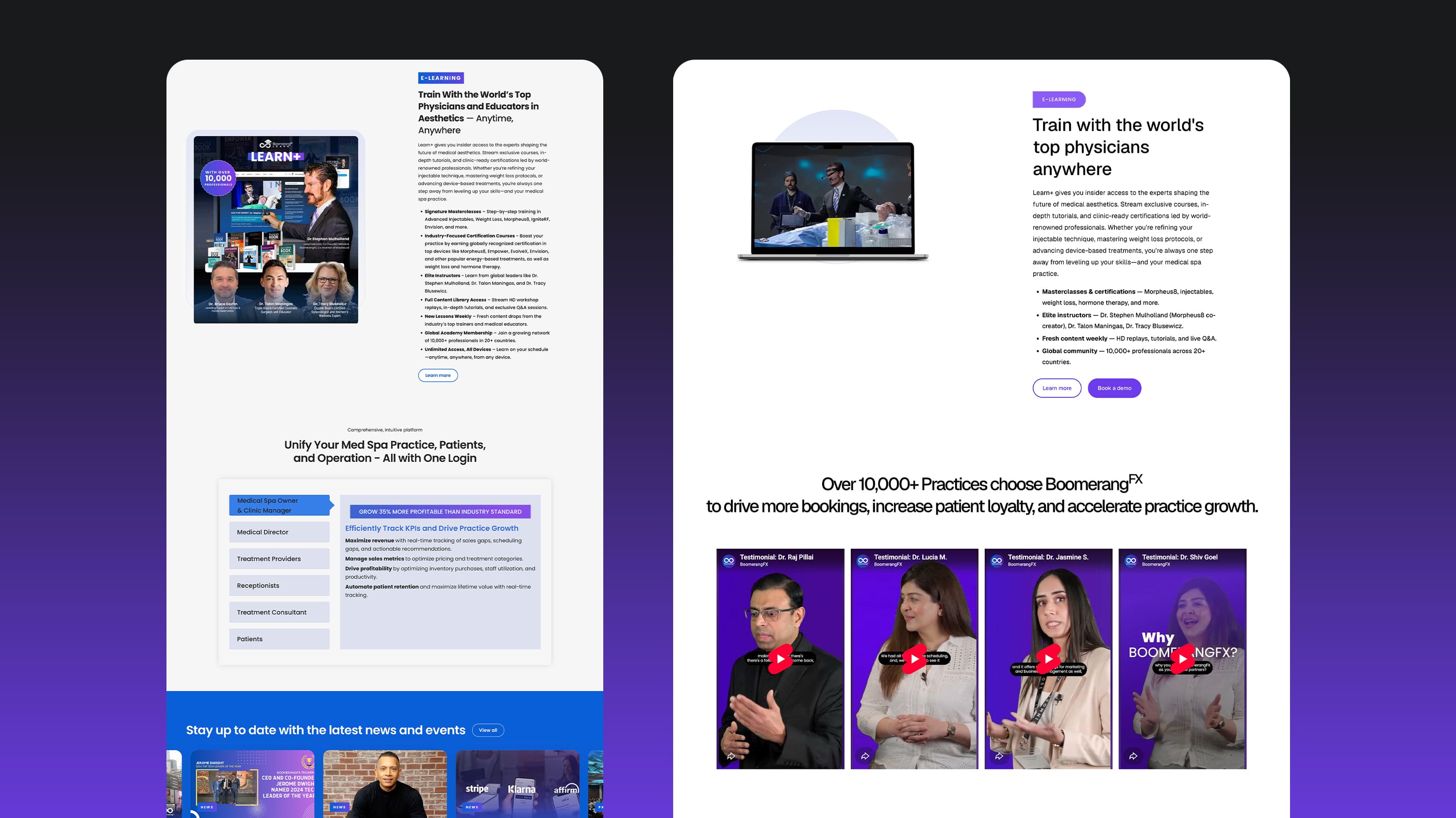 New website, desktop