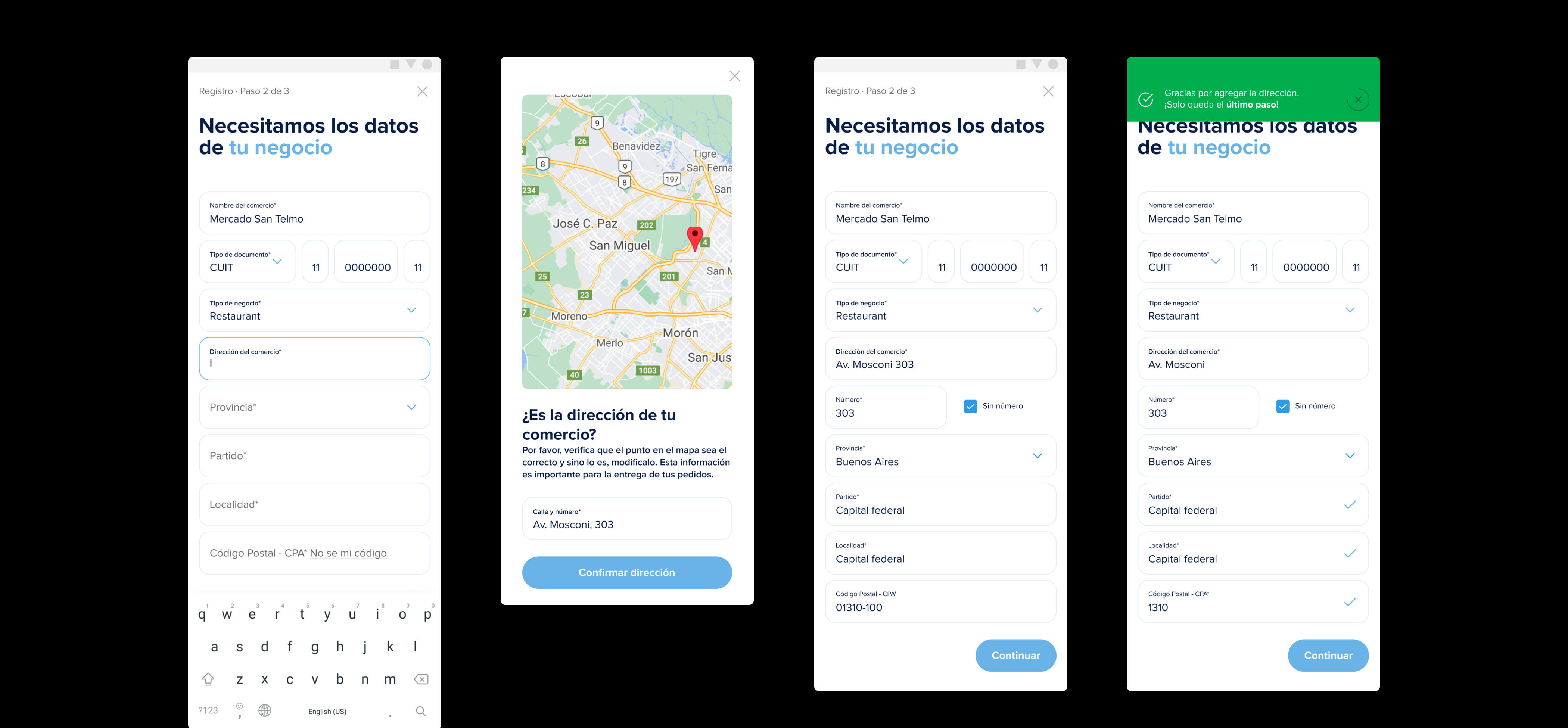 Business details screen