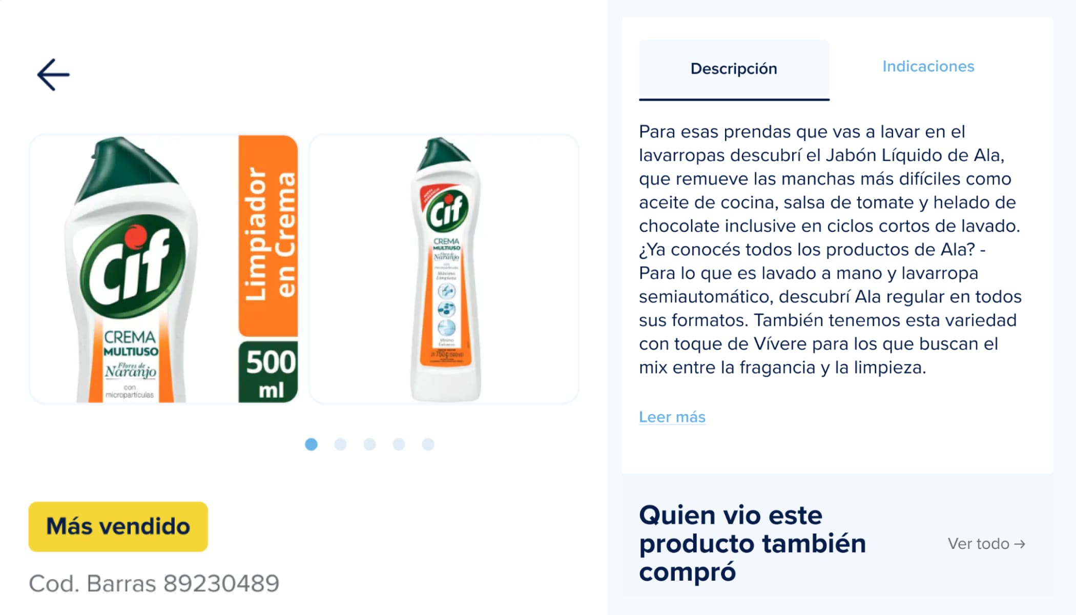 Product detail page